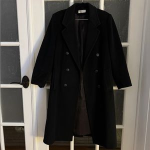 100% WOOL TRENCH OVERCOAT BLACK